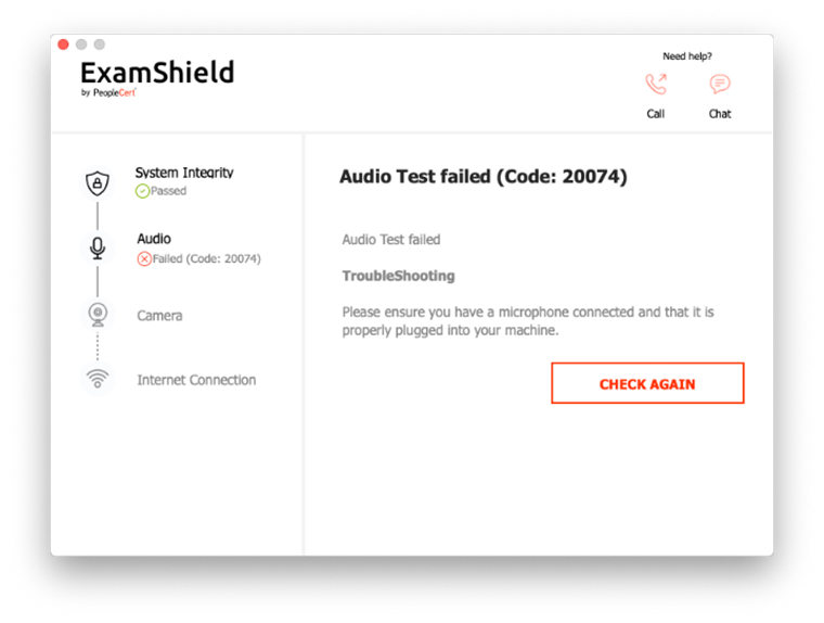 ExamShield message after system integrity