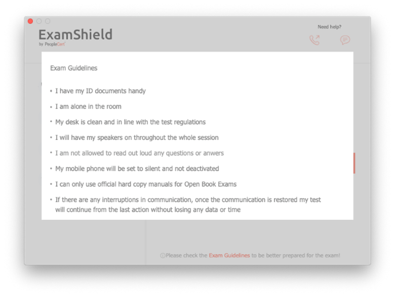 Exam guidelines