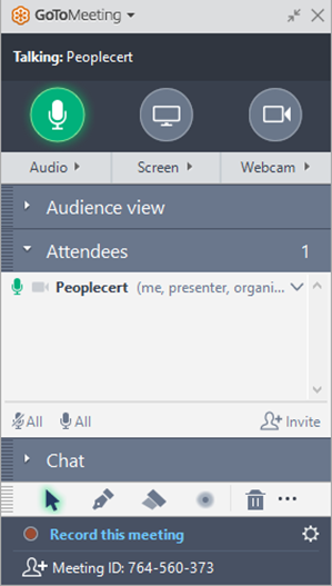 Go ToMeeting control Panel