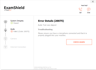 ExamShield error message