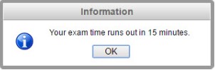 pop-up message 15 mintues prior finish time